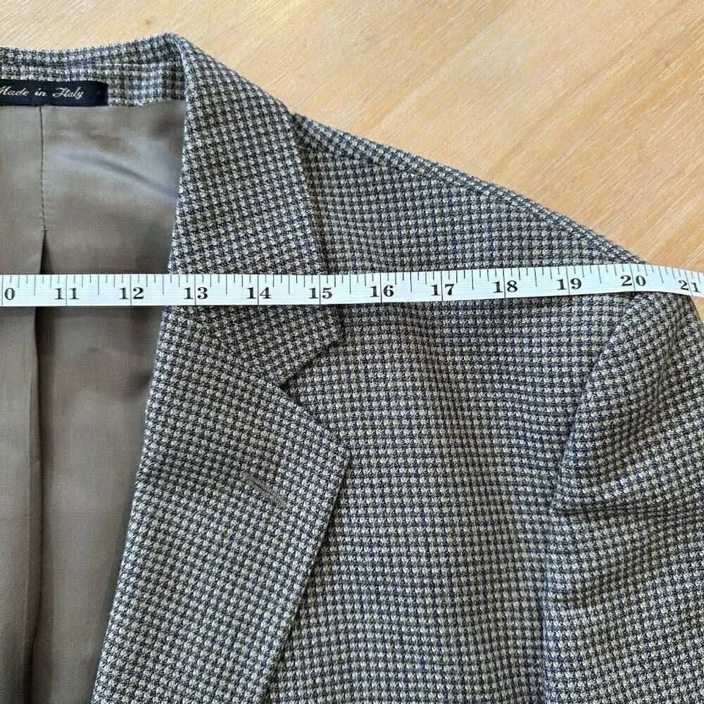 Vito Rufolo Houndstooth Italy Silk Wool 2 Button Sportscoat‎ Blazer Jacket 44R